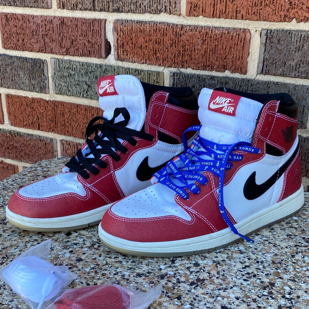 Jordan Air High Top Sneakers in Red/White/Black